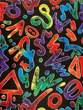 Neon Colorful Abstract Graffiti Geometric Vibrant General Fabrics 108.5”x59” VTG